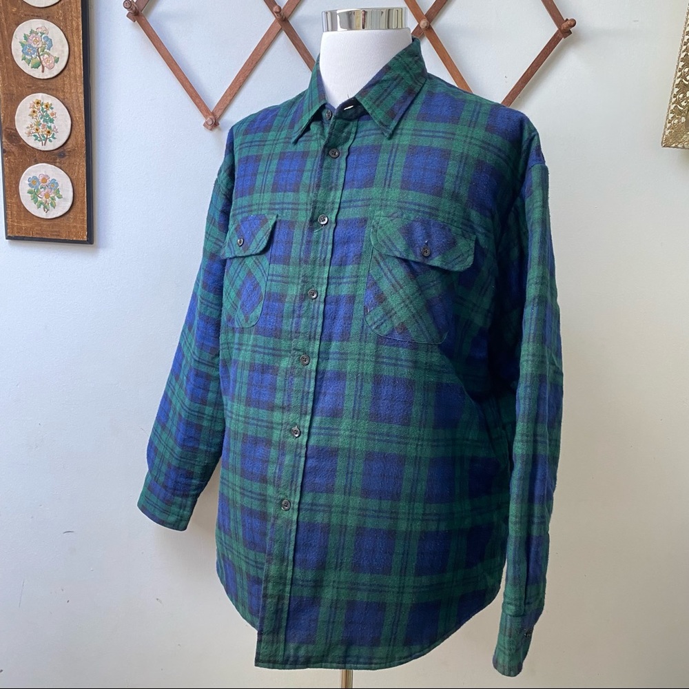 Vintage Plaid Flannel Quilted Lined Shirt Jacket - Picture 7 of 12